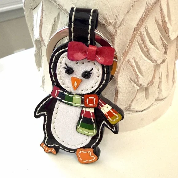 Coach Penguin Keychain with Red Bow and Scarf - Picture 1 of 9